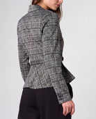 Black/Multi Tweed Print $|& Liverpool Belted Knit Peplum Blazer - Hanger Side