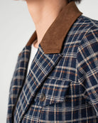 Navy/Multi Mini Tartan $|& Liverpool Cropped Knit Blazer - Hanger Back