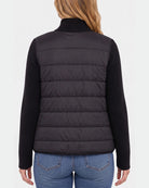 Black $|& Liverpool Zip Front Quilted Sweater Jacket - Hanger Side
