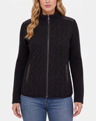 Black $|& Liverpool Zip Front Quilted Sweater Jacket - VOF Detail