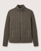 Heather Olive $|& Liverpool Zip Front Quilted Sweater Jacket - Hanger Detail