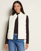 Cream $|& Liverpool Reversible Quilted Sweater Vest - SOF Front