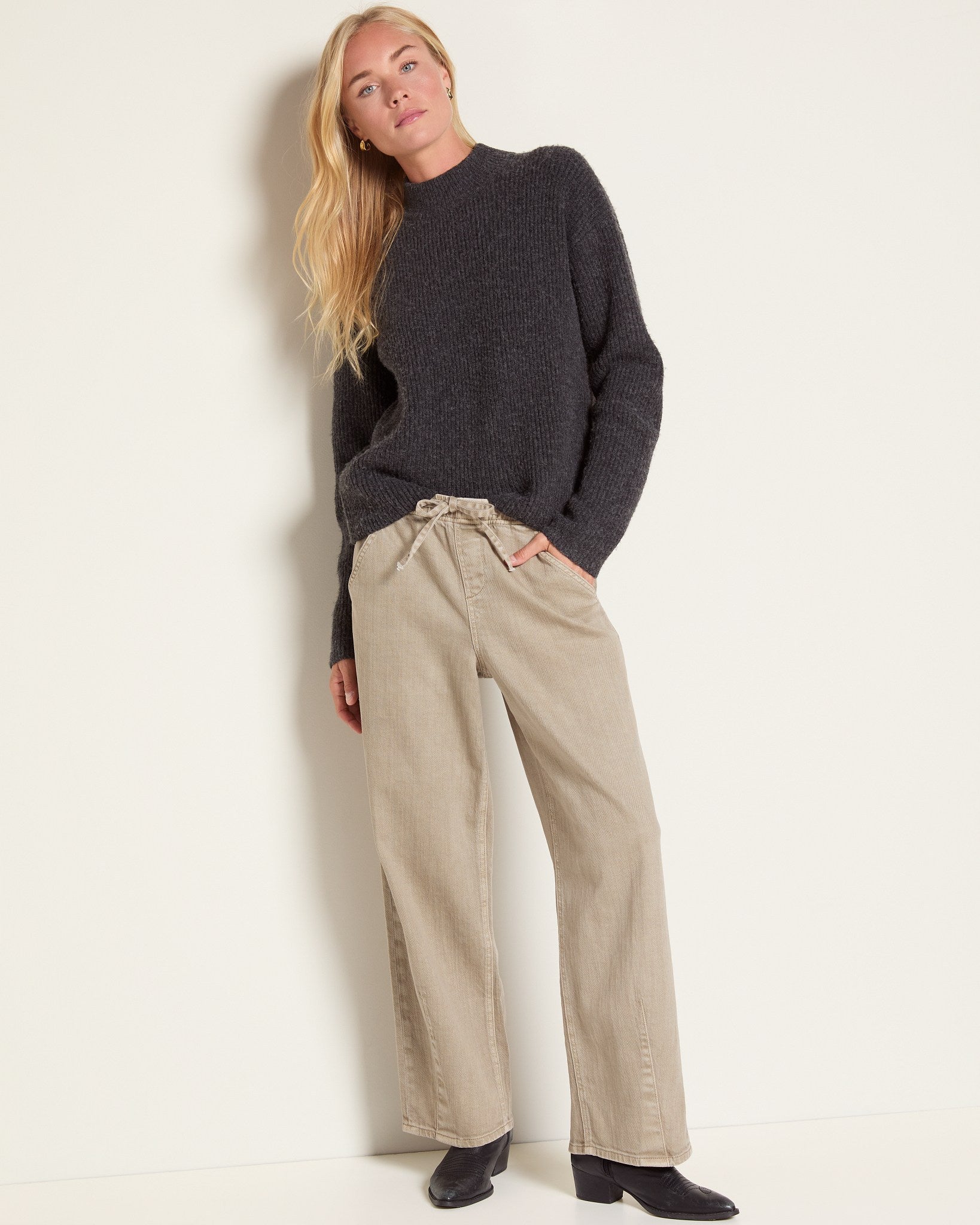 Heather Cinder $|& SEAS Cassie Mock Neck Sweater - UGC On Fig