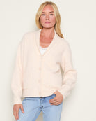 Heather Cream $|& SEAS Janey Cable Knit Cardigan - VOF Front