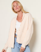 Heather Cream $|& SEAS Janey Cable Knit Cardigan - SOF Front