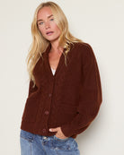 Heather Walnut $|& SEAS Janey Cable Knit Cardigan - SOF Front
