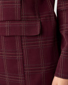 Burgundy/Multi Windowpane $|& Liverpool Boyfriend Blazer - Hanger Back