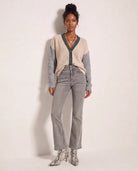 Cream $|& SEAS Brie Colorblocked Cardigan - VOF Front