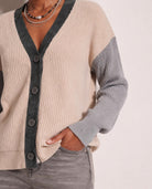 Cream $|& SEAS Brie Colorblocked Cardigan - SOF Full Front