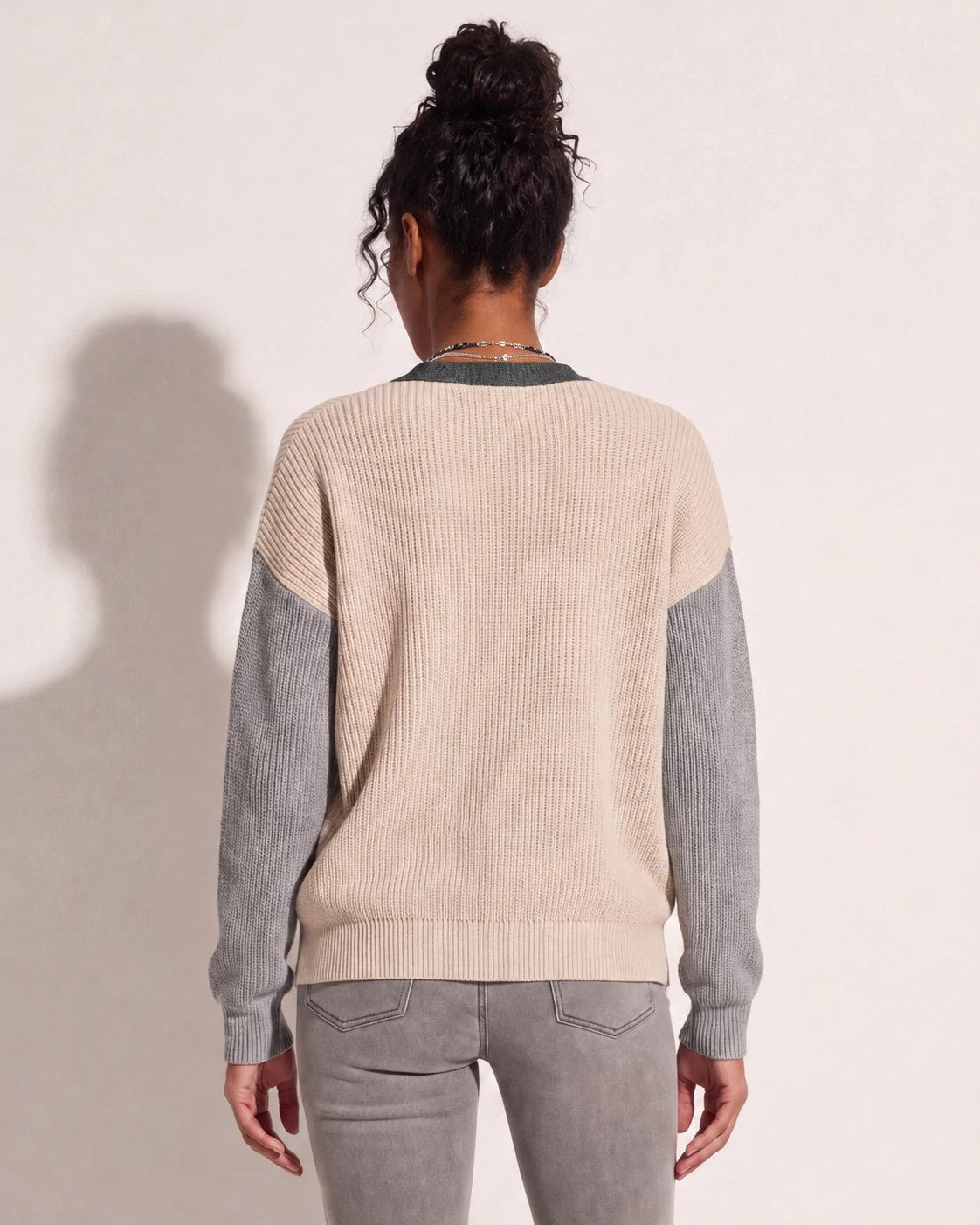 Cream $|& SEAS Brie Colorblocked Cardigan - SOF Back