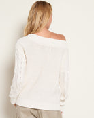 Cream $|& SEAS Delilah Off the Shoulder Cable Knit Sweater - SOF Back