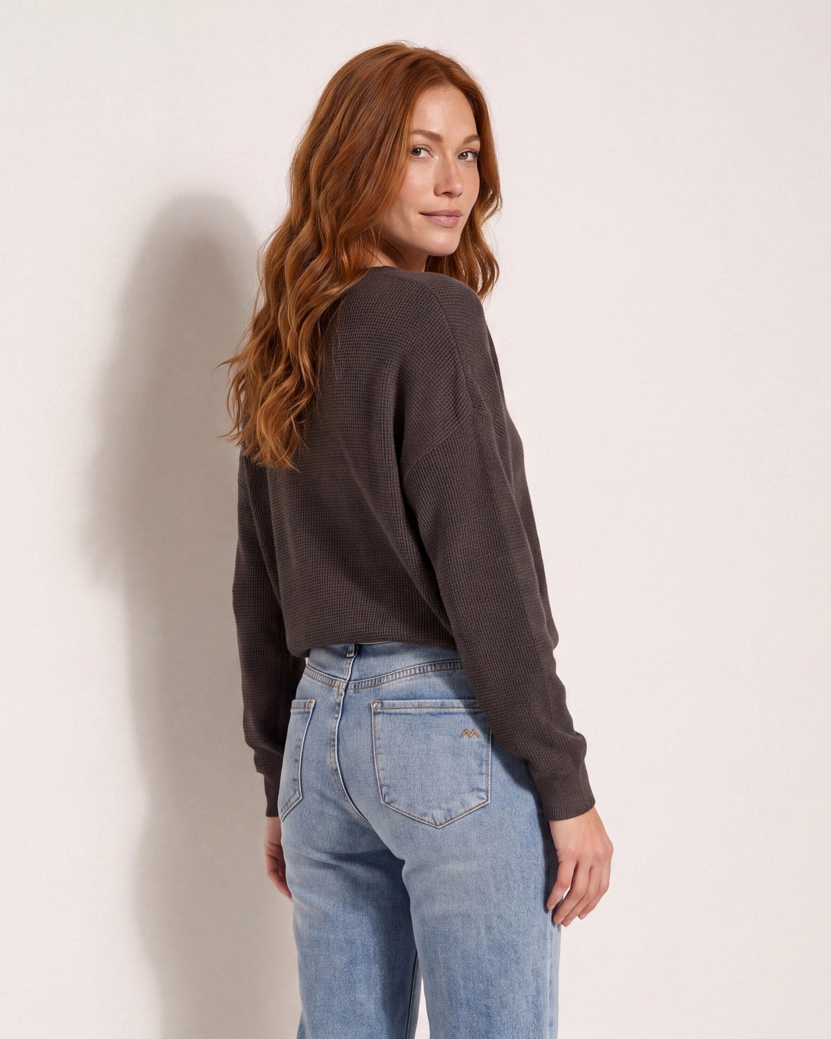 Seal Brown $|& Herizon Wanderer Waffle Long Sleeve - SOF Back