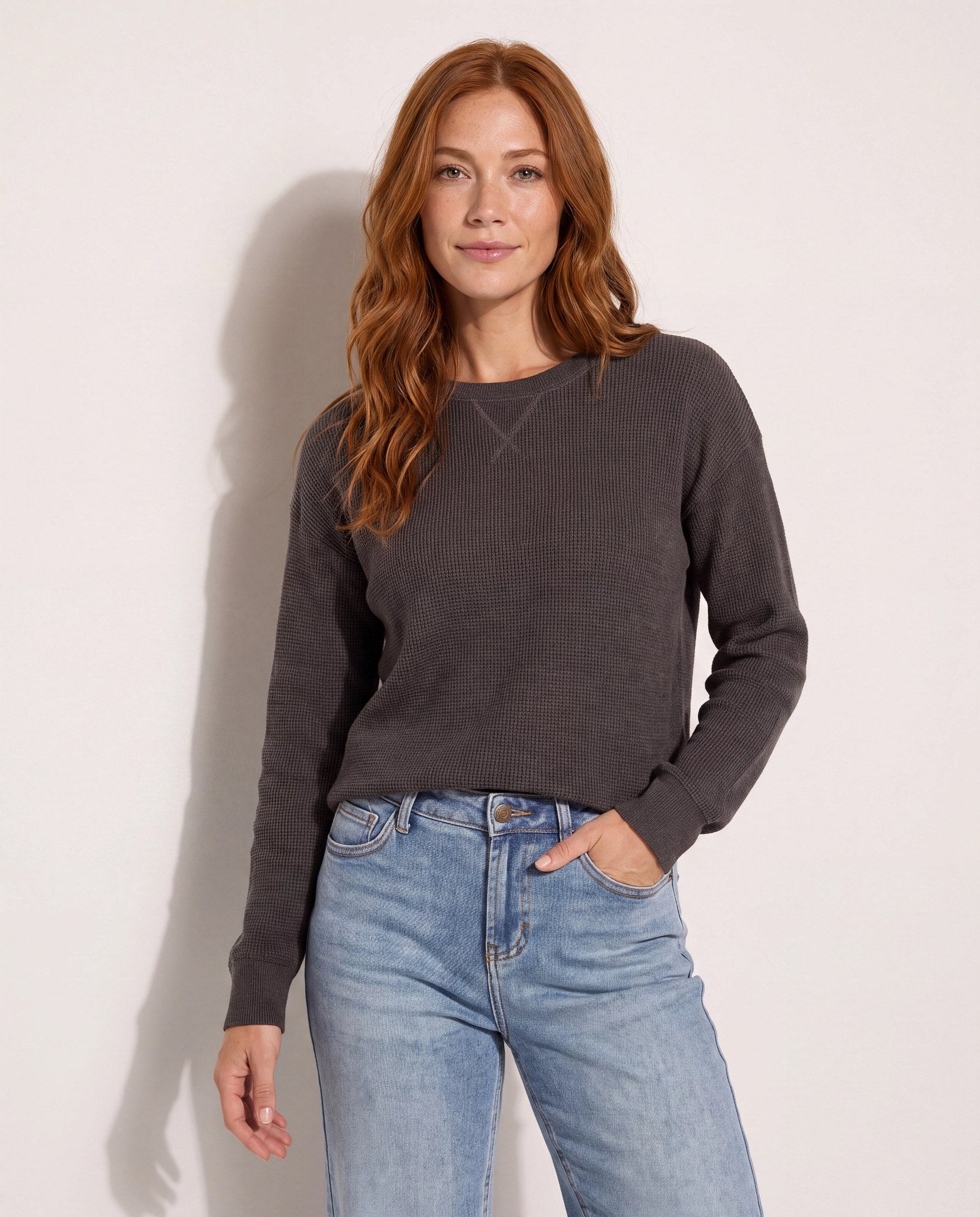 Seal Brown $|& Herizon Wanderer Waffle Long Sleeve - SOF Front