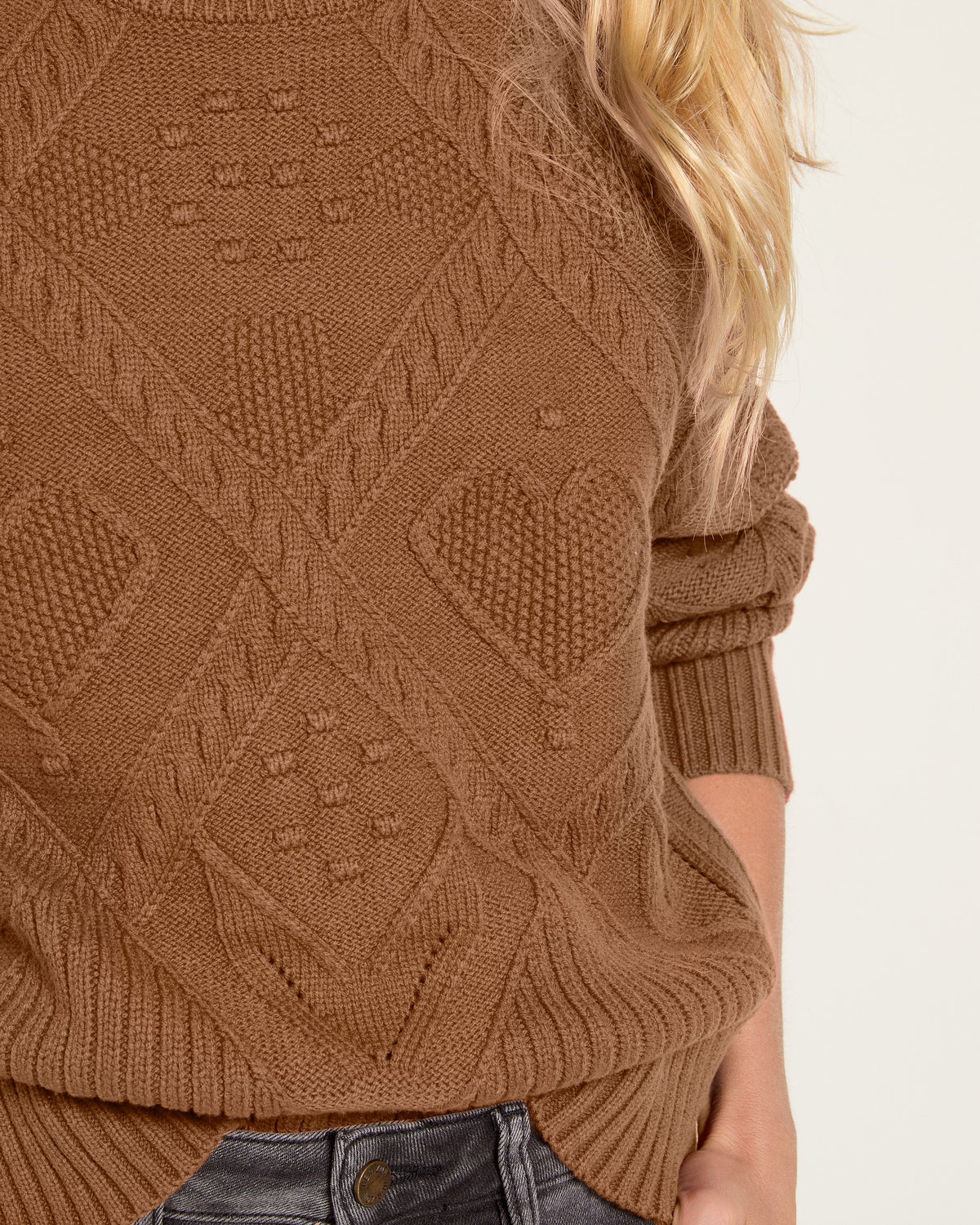 Canyon $|& Herizon Honeycomb Crew Neck Sweater - SOF Full Front