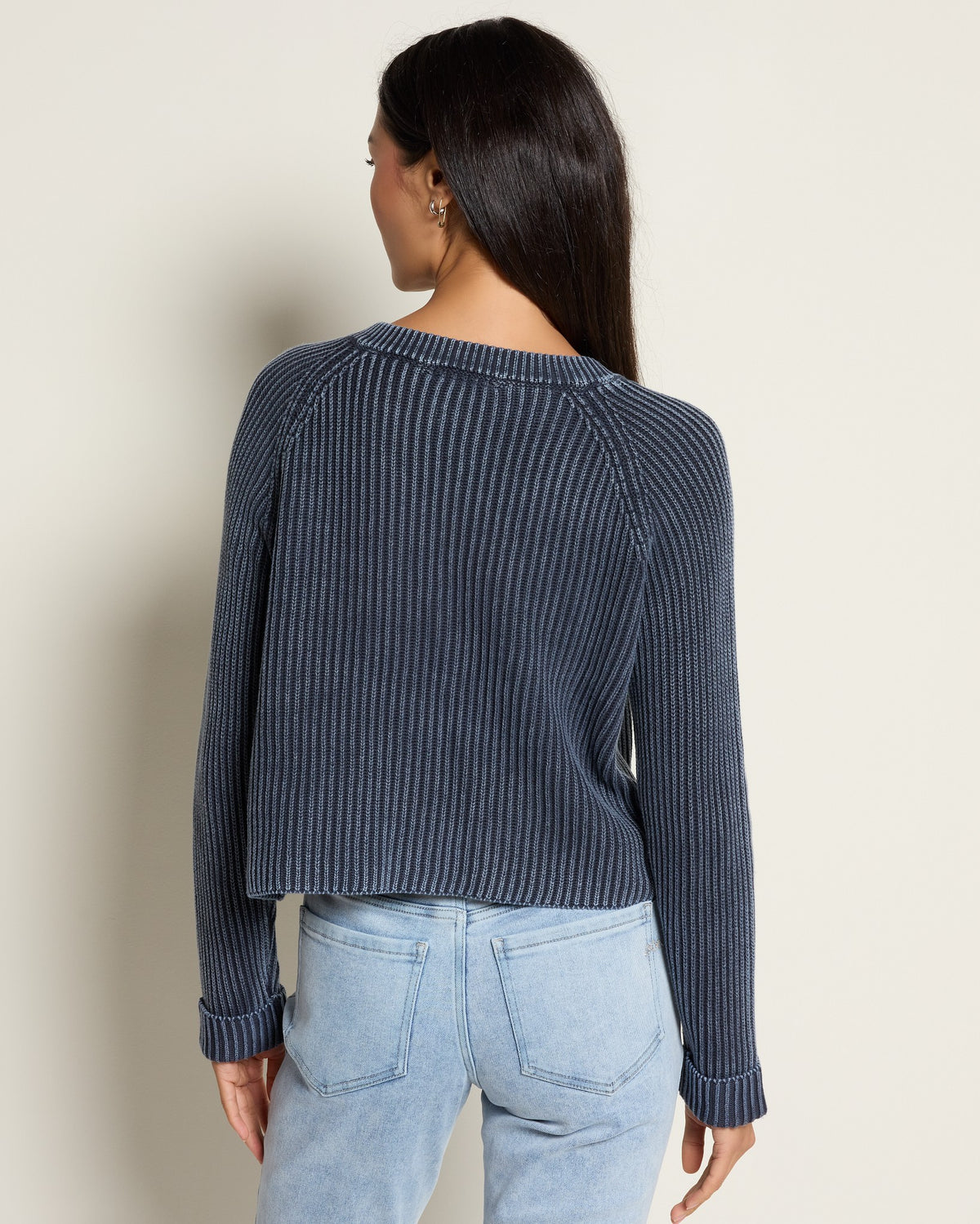 Denim Blue $|& Herizon Twilight Washed Cardigan - SOF Back