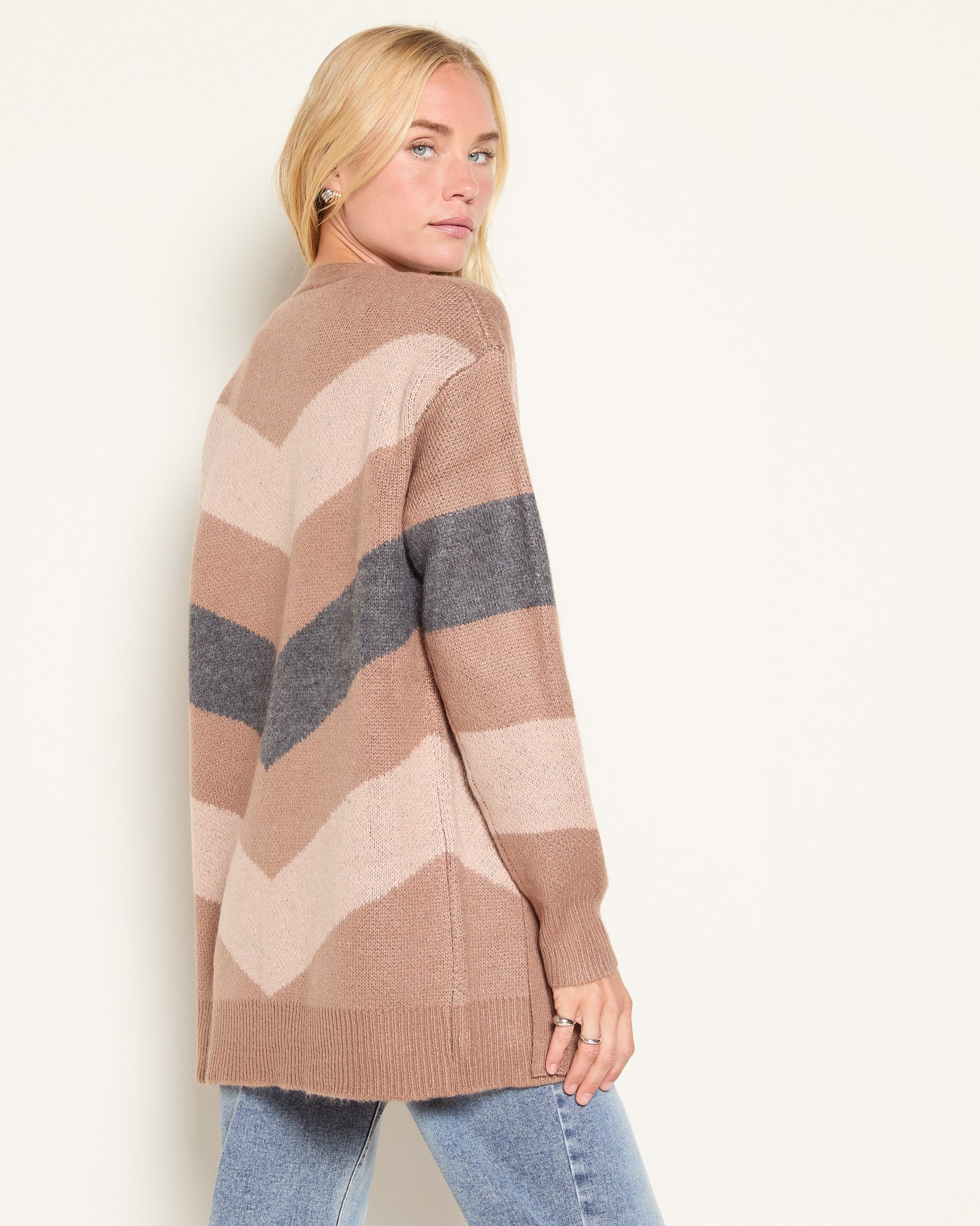 Fawn Stripe $|& Herizon Onward Stripe Cardigan - SOF Back