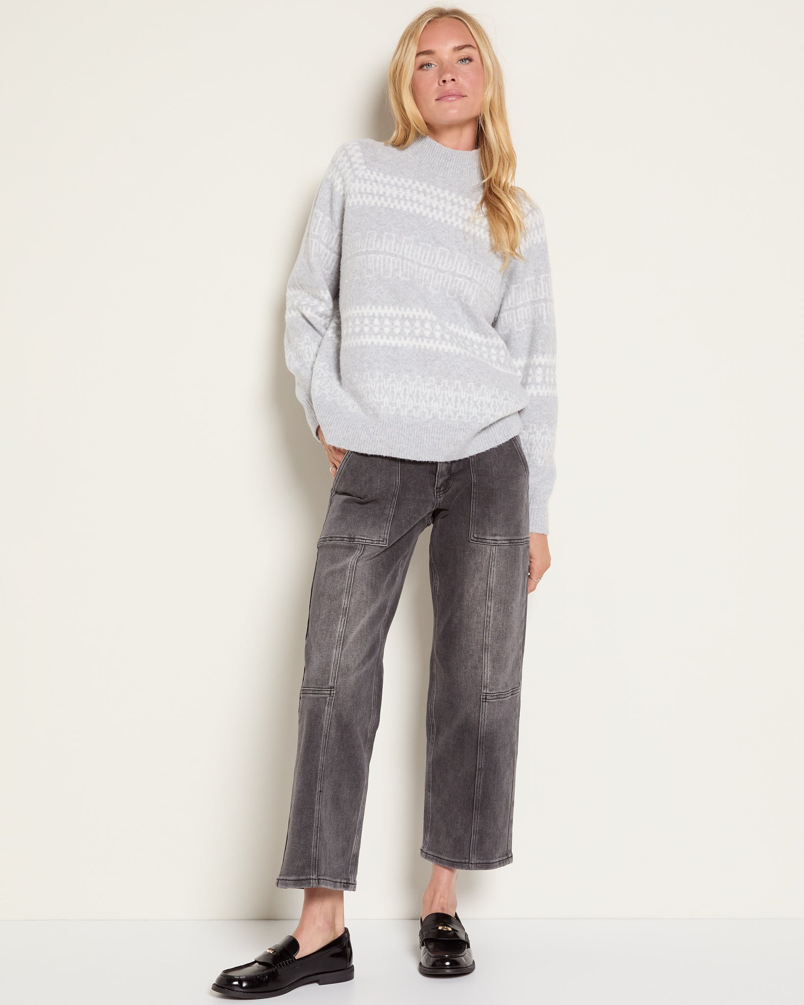 Heather Grey $|& Herizon Franklin Mock Neck Sweater - UGC On Fig