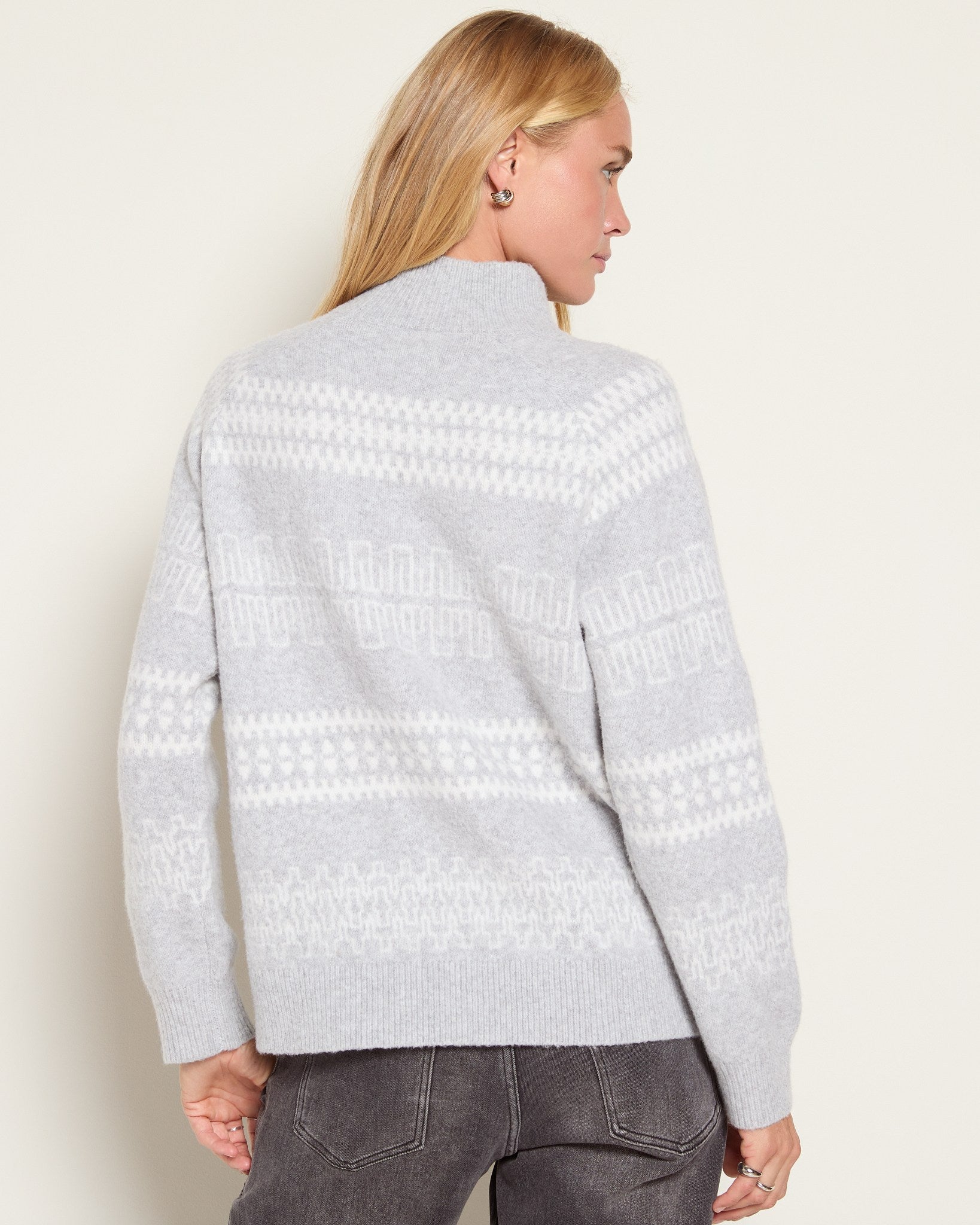 Heather Grey $|& Herizon Franklin Mock Neck Sweater - SOF Back