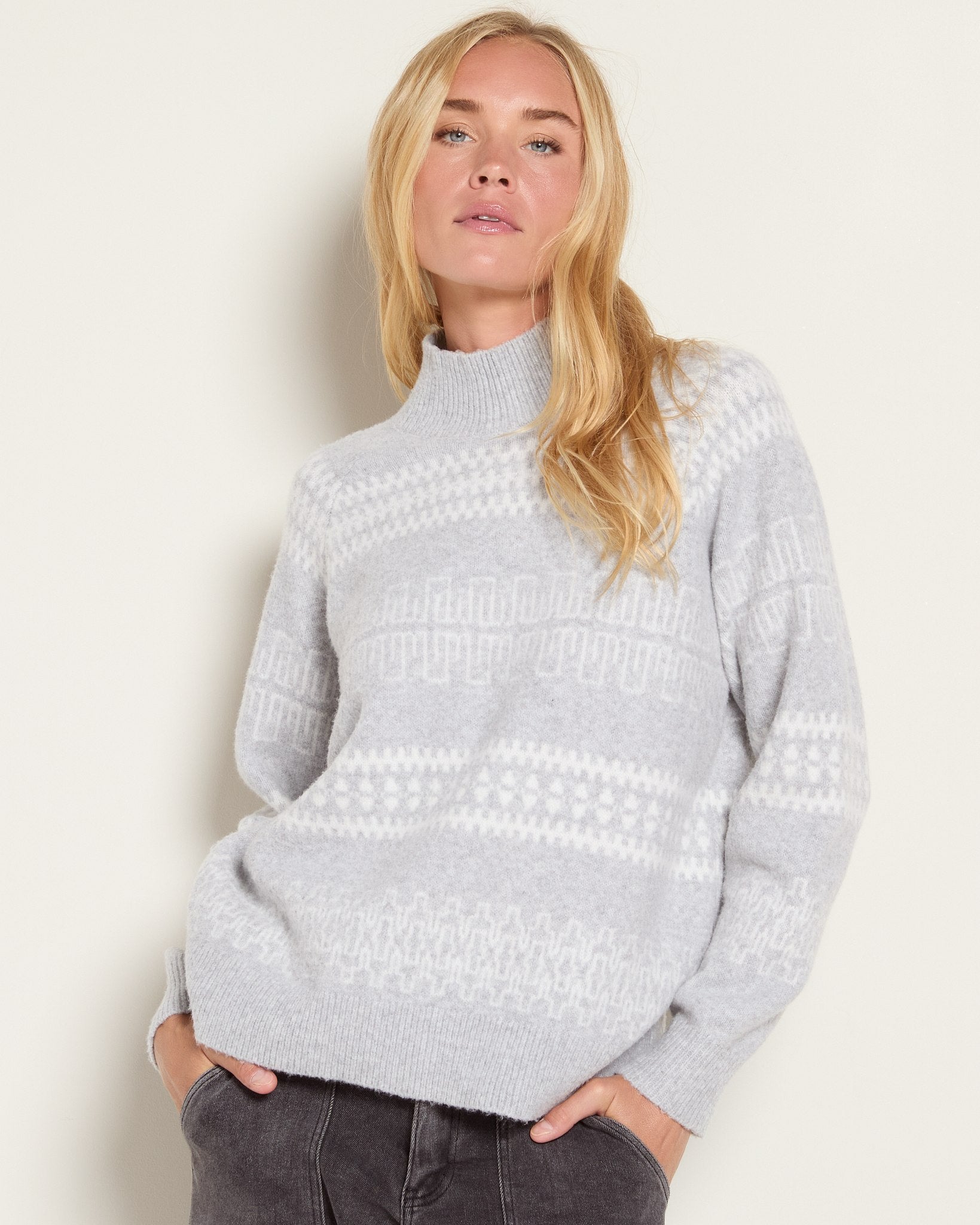 Heather Grey $|& Herizon Franklin Mock Neck Sweater - SOF Front