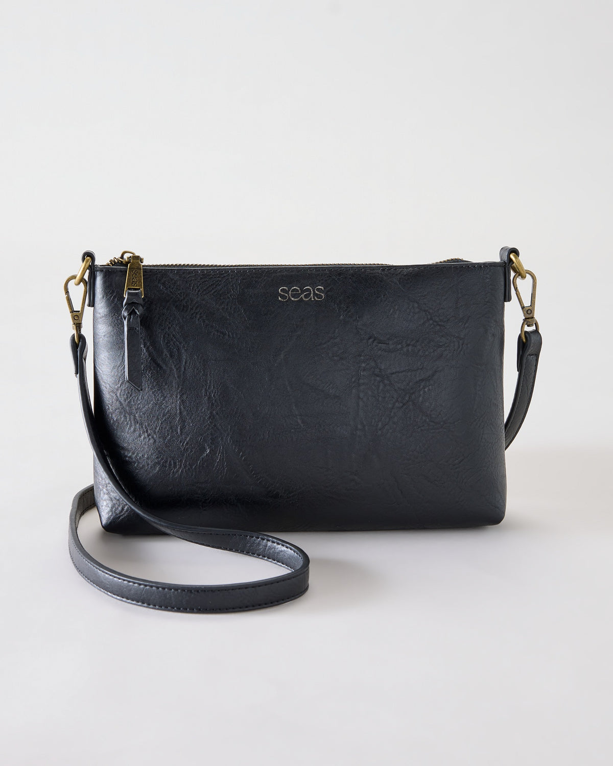 Black $|& SEAS Compass  Zippered Crossbody - Hanger Detail