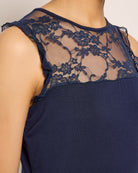Navy $|& Loveappella Mesh Dot Front Top - SOF Full Front