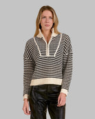 Black $|& Elan 1/4 Zip Novelty Pullover - VOF Detail