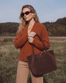 Espresso $|& SEAS Arden Braided Handle Tote - SOF Side