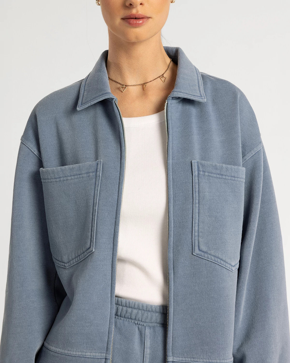 Light Denim $|& Thread & Supply Aldridge Knit Denim Jacket - Hanger Back