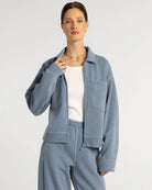 Light Denim $|& Thread & Supply Aldridge Knit Denim Jacket - VOF Detail