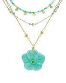 Amazonite $|& La Meno 3 Piece Teal Aura Necklace - VOF Detail