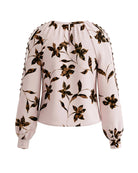 Pink Chocolate Bronze Multi $|& Liverpool Long Sleeve Blouse with Button Detail - Hanger Side
