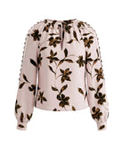 Pink Chocolate Bronze Multi $|& Liverpool Long Sleeve Blouse with Button Detail - VOF Detail