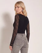 Black $|& SEAS Flora Lace Tee - SOF Back