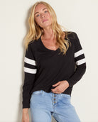 Black $|& SEAS Evelyn Raglan Long Sleeve Top - SOF Front