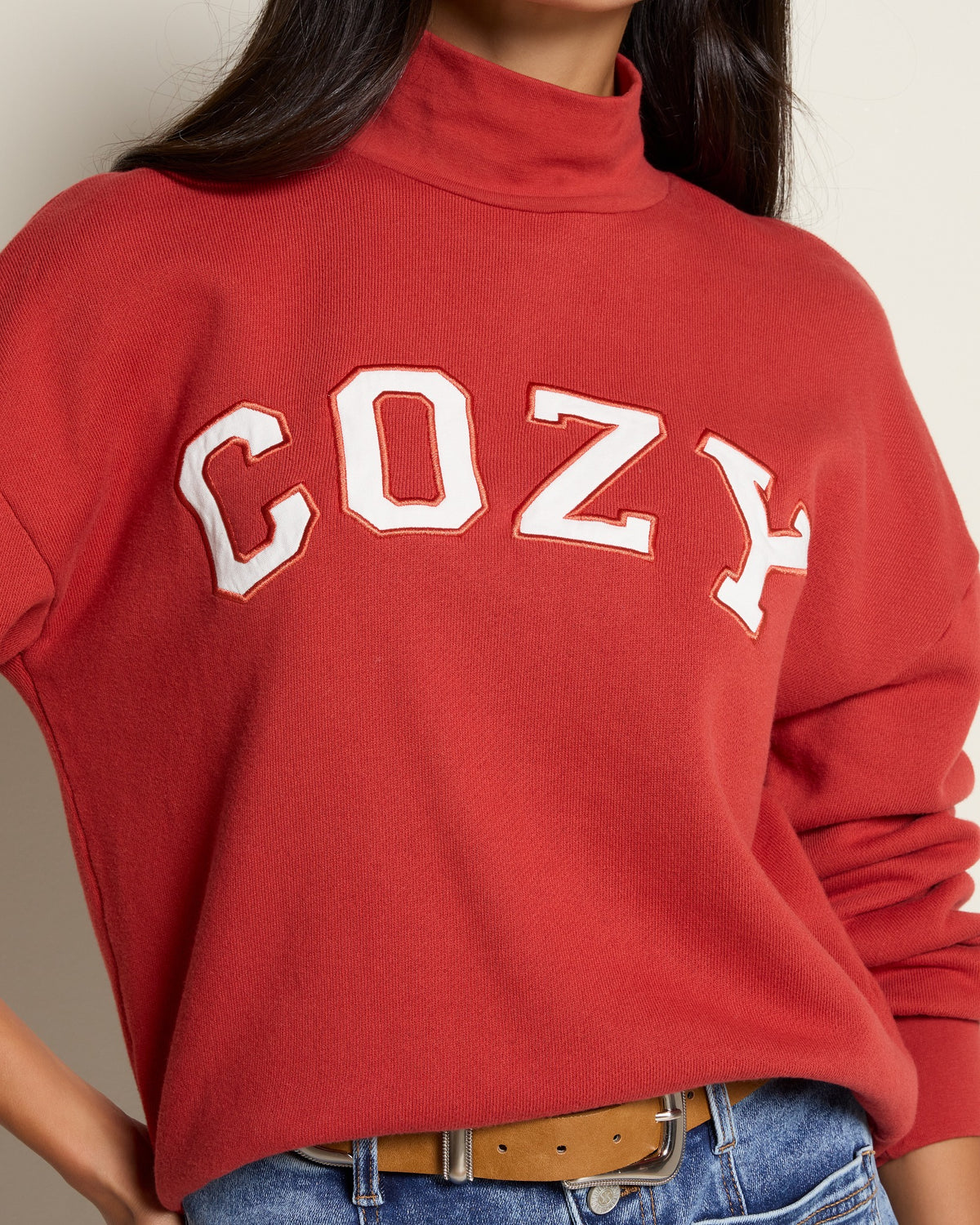 Ember $|& SEAS Becca Mock Neck Graphic Pullover - SOF Full Front