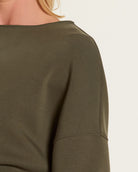 Evergreen $|& SEAS Lilian Boat Neck Top - SOF Full Front