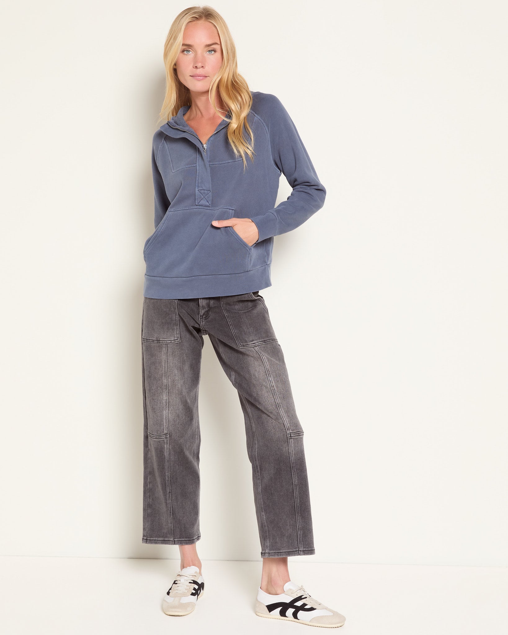 Washed Denim Blue $|& Herizon Mountain Air Half Zip Pullover - UGC On Fig