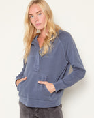 Washed Denim Blue $|& Herizon Mountain Air Half Zip Pullover - SOF Front