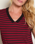 Wine/Black $|& Herizon Sora Stripe Tee - SOF Full Front