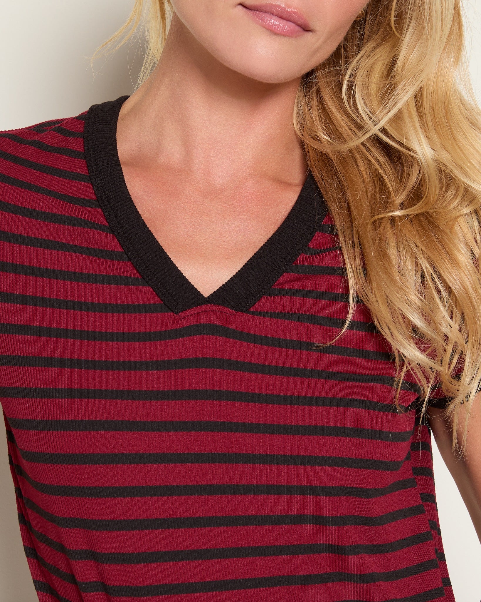 Wine/Black $|& Herizon Sora Stripe Tee - SOF Full Front