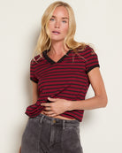 Wine/Black $|& Herizon Sora Stripe Tee - SOF Front