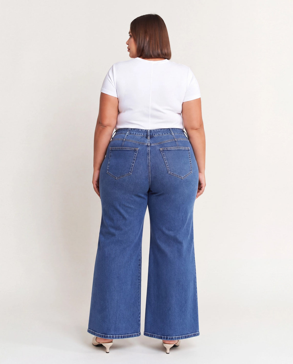 Medium Wash $|& Mica Denim Super High Rise Wide Leg Jean With Double Button - Hanger Side