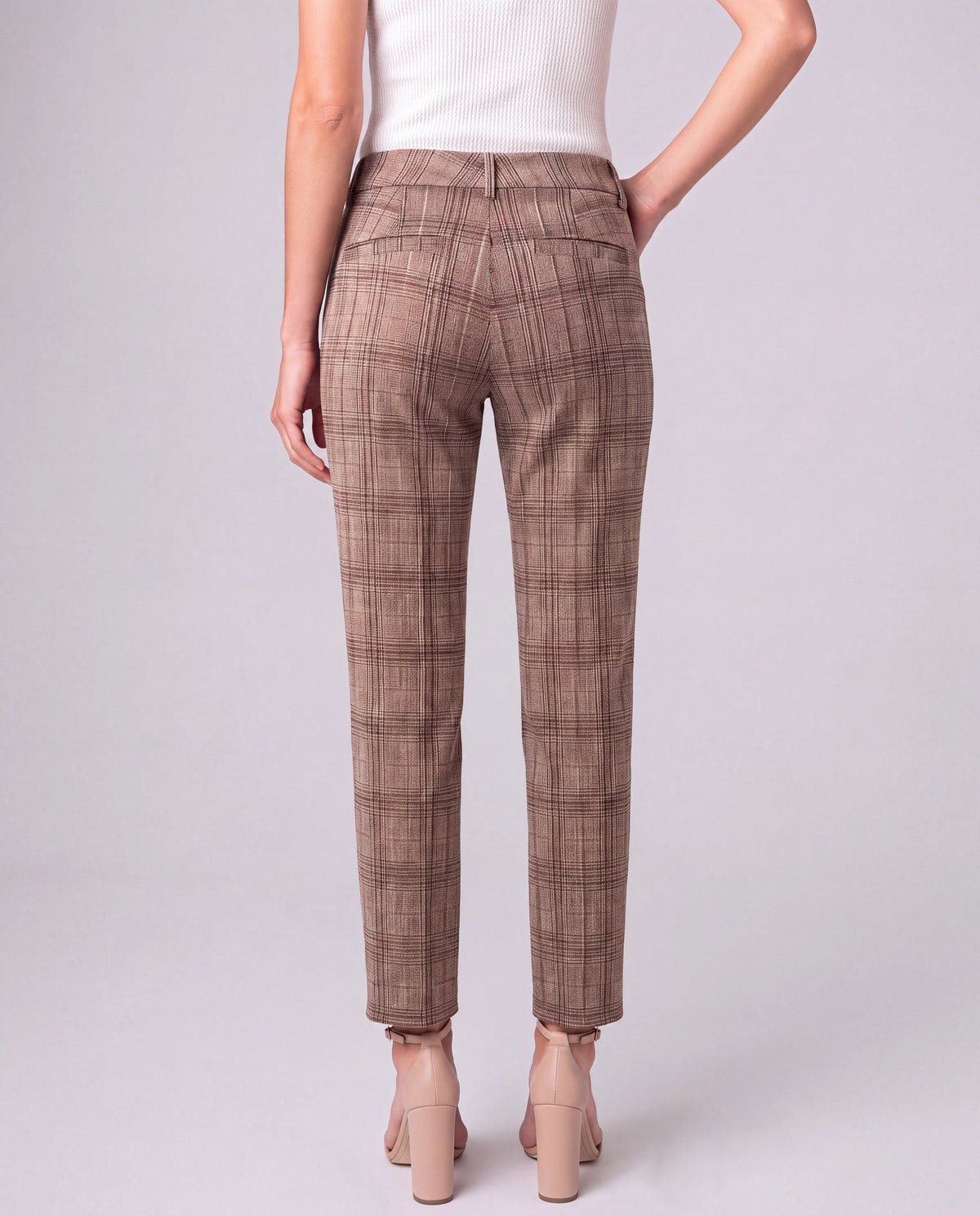 Olive/Multi Striped Plaid $|& Liverpool Kelsey Trouser - Hanger Side
