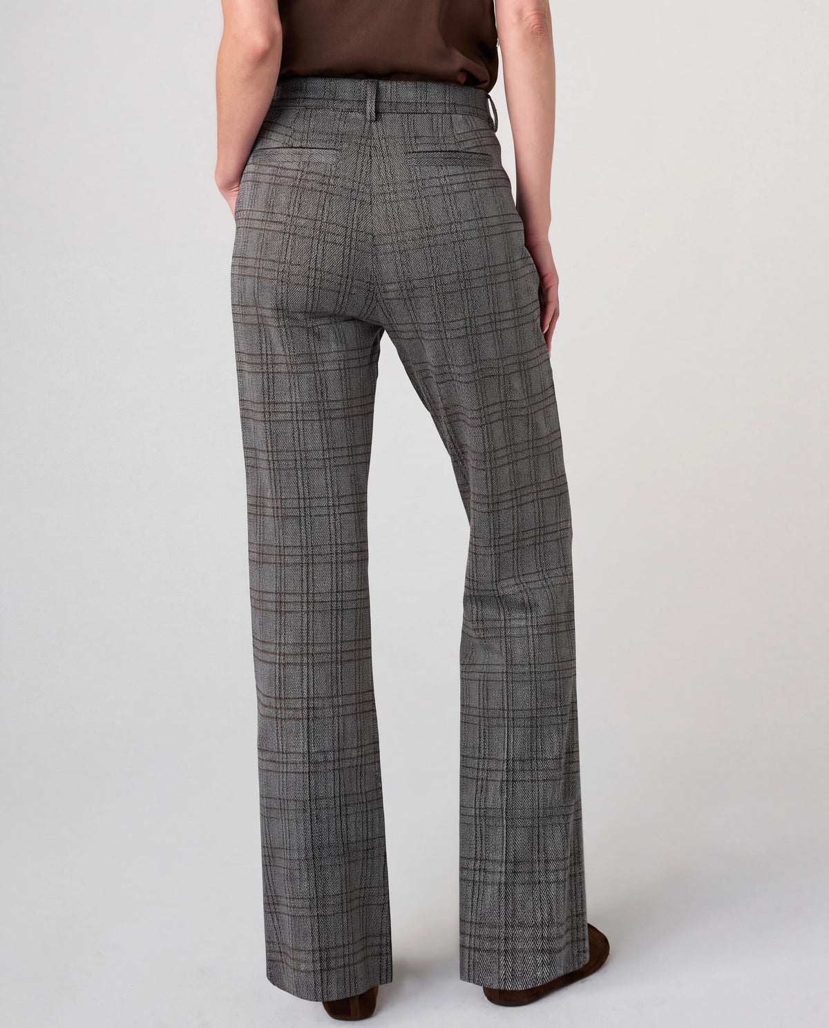 Black/Multi Herringbone Plaid $|& Liverpool Kelsey Wide Leg Trouser - Hanger Side