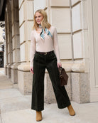Hunter Green $|& Liverpool High Rise Corduroy Wide Leg Trouser - Hanger Back