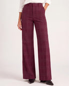 Burgundy/Multi Windowpane $|& Liverpool Kelsey Wide Leg Trouser - VOF Detail