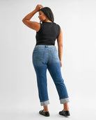 Zaley $|& Mica Denim Mid Rise Straight Leg Jeans With Cuff - Hanger Side