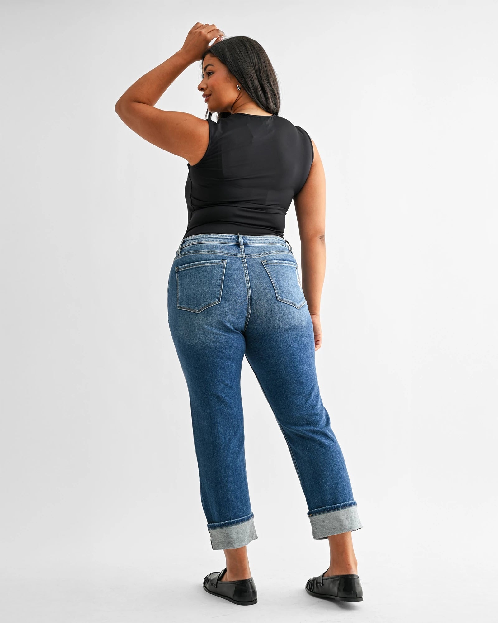Zaley $|& Mica Denim Mid Rise Straight Leg Jeans With Cuff - Hanger Side