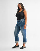 Zaley $|& Mica Denim Mid Rise Straight Leg Jeans With Cuff - Hanger Front
