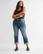 Zaley $|& Mica Denim Mid Rise Straight Leg Jeans With Cuff - VOF Detail